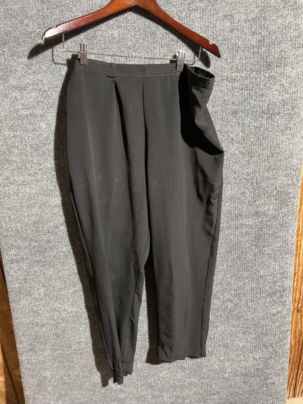 Sag Harbor Pants Womens Large Black Tapered Ankle Dress Pull On Elastic Waist